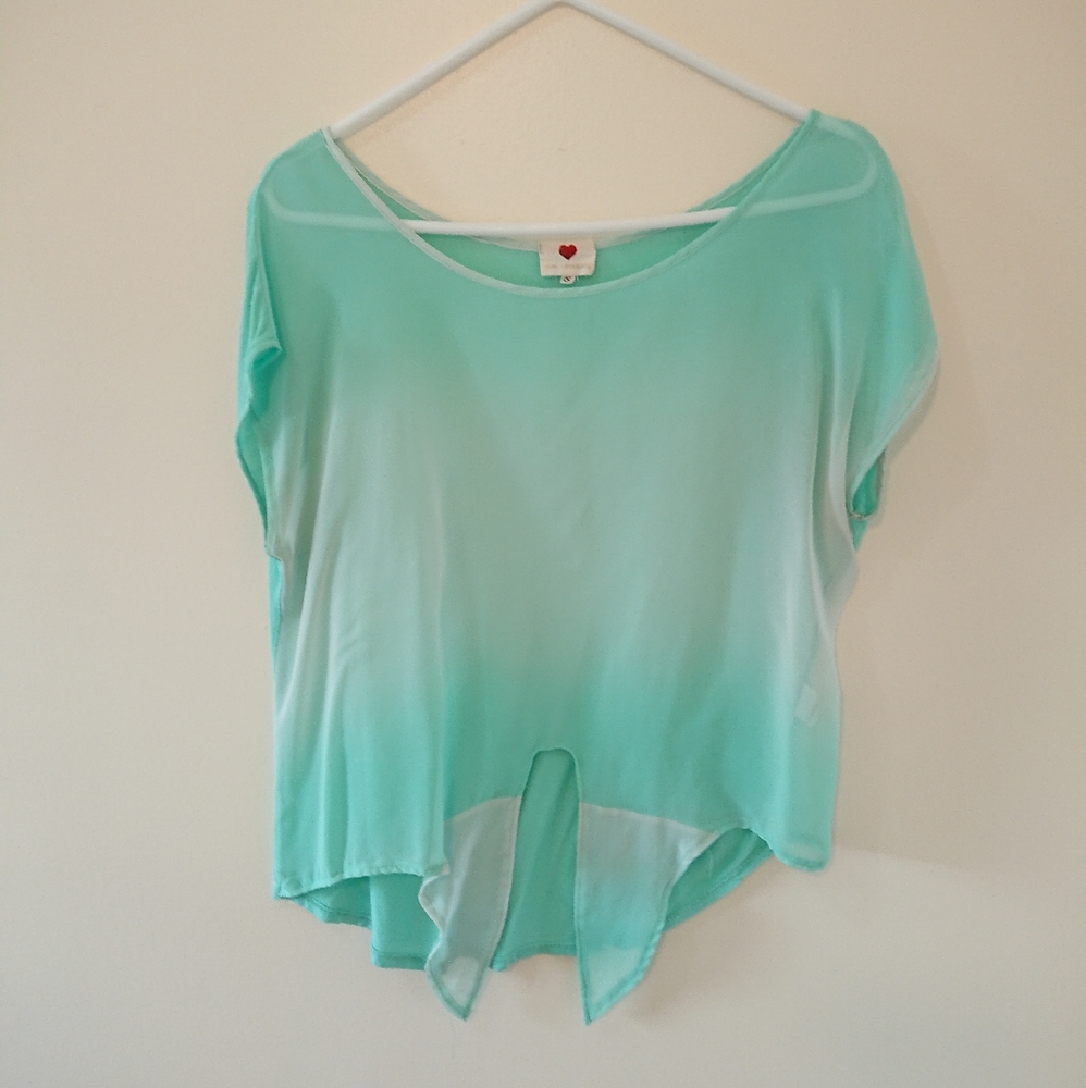 Teal sheer flowy top